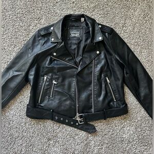 Women's Levi's® Belted Faux Leather Motorcycle Jacket size XL